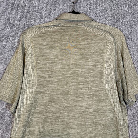 Lululemon Shirt Mens Medium Green Polo Short Sleeve Performance Stretch - Picture 8 of 9